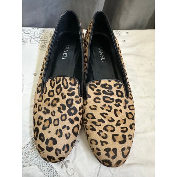 Woman leopard loafers calf skin leather flats shoes animal print sz 10 VANELI - Picture 11 of 11